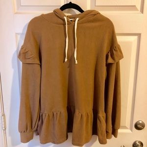 NEW Tan Soft Ruffle Hoodie